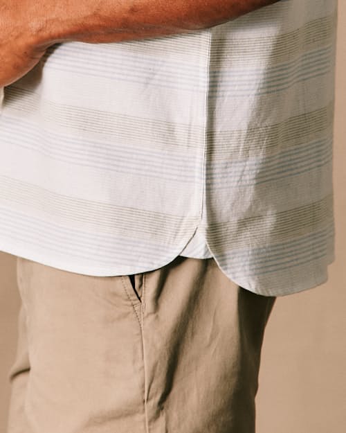 on model image of Classic Stripe Short Sleeve Shirt