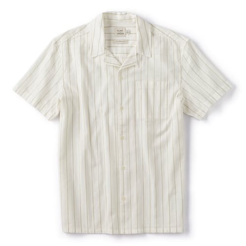 laydown image of Camp Collar Stripe Short Sleeve Shirt