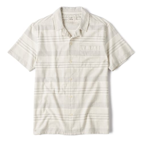 laydown image of Camp Collar Dobby Stripe Short Sleeve Shirt