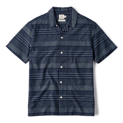 laydown image of Camp Collar Dobby Stripe Short Sleeve Shirt