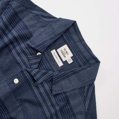 laydown detail image of Camp Collar Dobby Stripe Short Sleeve Shirt