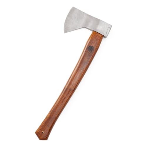 laydown image of Damascus Backwoods Camp Axe