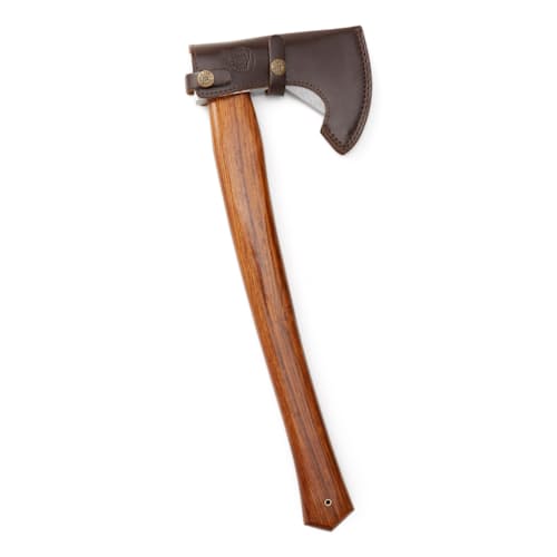 laydown image of Damascus Backwoods Camp Axe