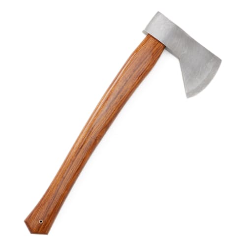 laydown image of Damascus Backwoods Camp Axe
