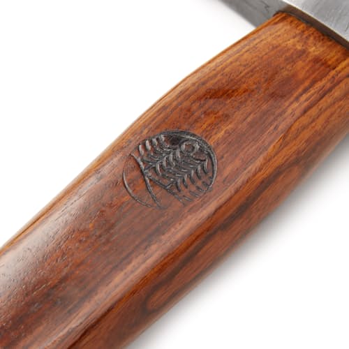 laydown image of Damascus Backwoods Camp Axe
