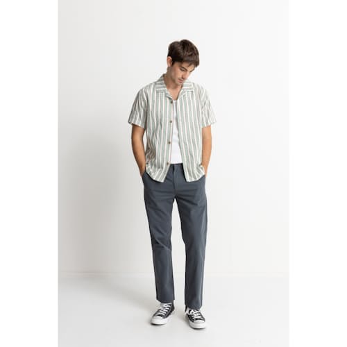 on model image of Vacation Stripe Short Sleeve Shirt