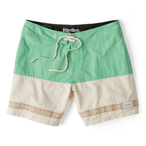 laydown image of Heritage Splice Trim Surf Trunk Shorts