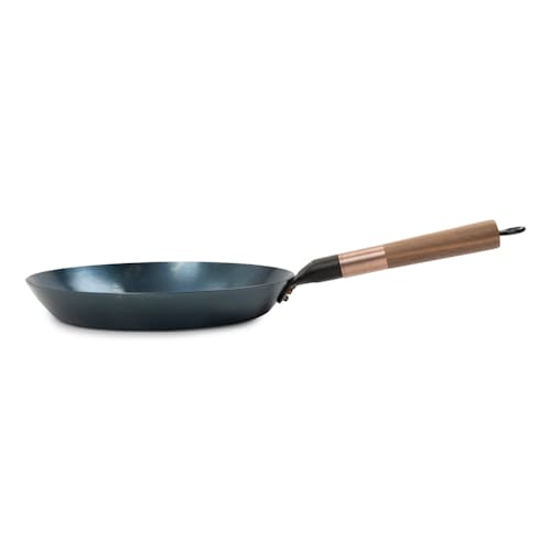 laydown image of Blue Carbon Steel Skillet