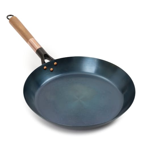 laydown image of Blue Carbon Steel Skillet