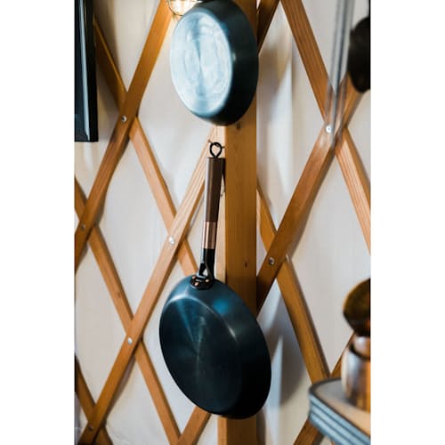laydown image of Blue Carbon Steel Skillet