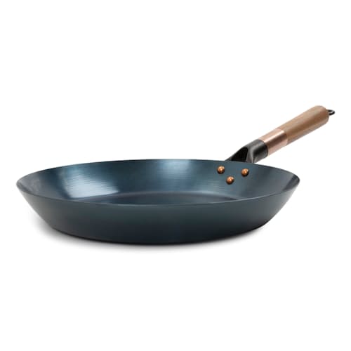 laydown image of Blue Carbon Steel Skillet