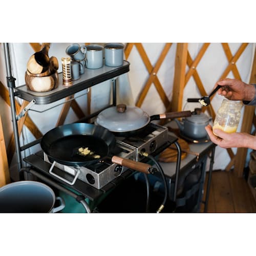 laydown image of Blue Carbon Steel Skillet