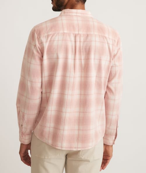 on model image of Lightweight Plaid Cord Shirt