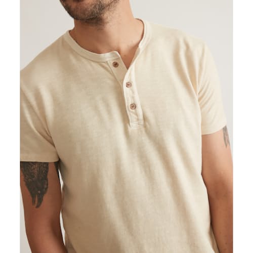 on model image of Vintage Heavy Slub Henley