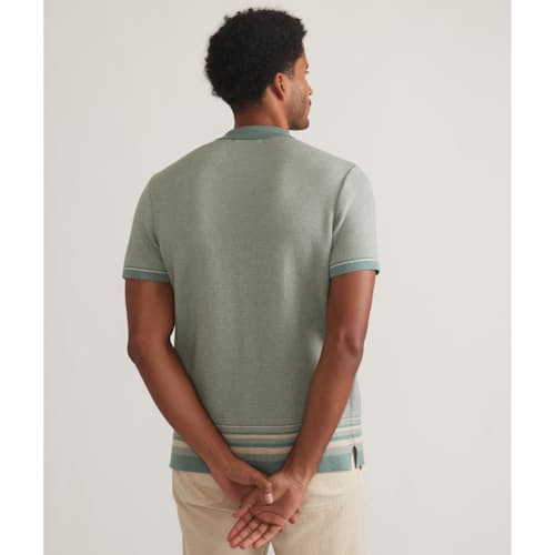 on model image of Stripe Sweater Button Down