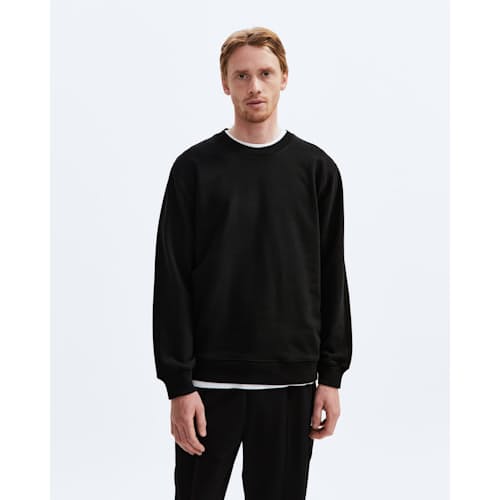 on model image of Midweight Terry Standard Crew Neck
