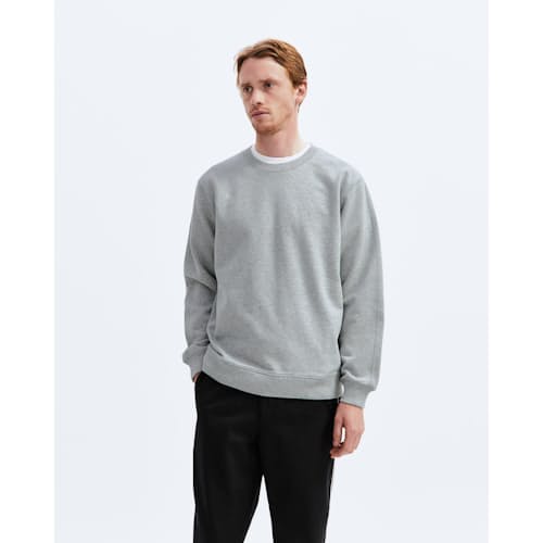 on model image of Midweight Terry Standard Crew Neck