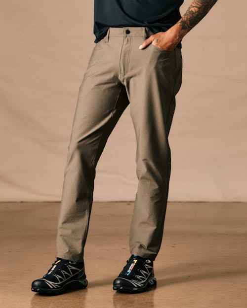 on model image of 72-Hour Merino 5-Pocket Pant - HB Athletic Tapered