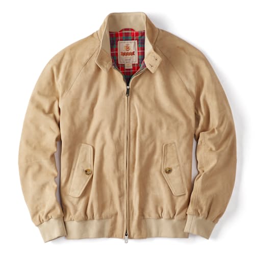 laydown image of G9 Harrington Suede Jacket