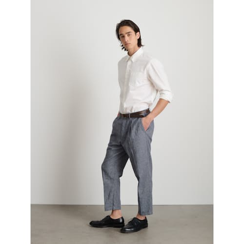 on model image of Cotton Linen Pleated Pant