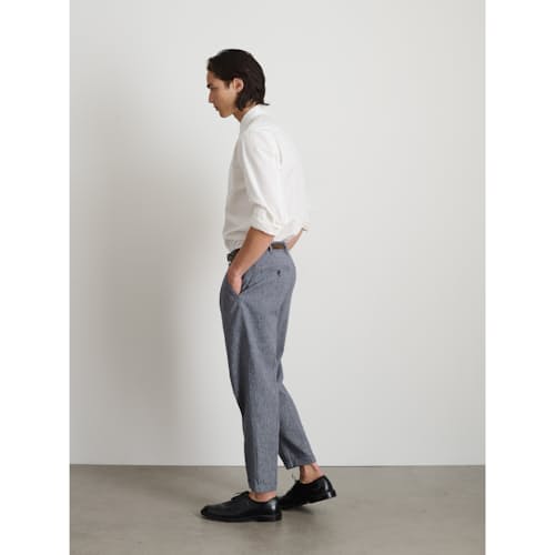 on model image of Cotton Linen Pleated Pant