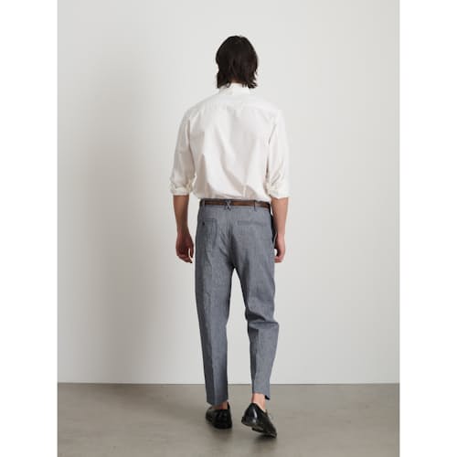 on model image of Cotton Linen Pleated Pant