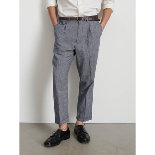 on model image of Cotton Linen Pleated Pant