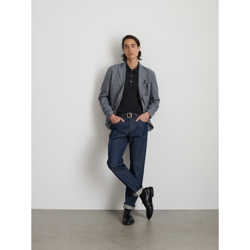 on model image of Mercer Cotton Linen Blazer