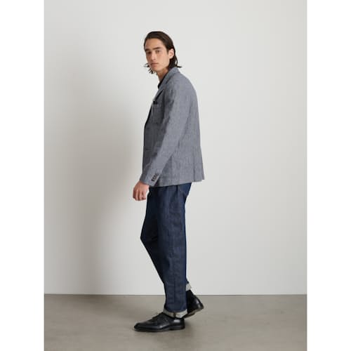 on model image of Mercer Cotton Linen Blazer