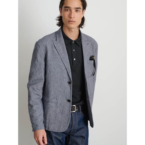on model image of Mercer Cotton Linen Blazer