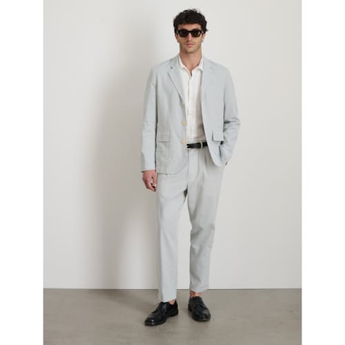 on model image of Mill Seersucker Blazer