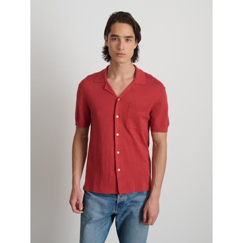 on model image of Short Sleeve Bowling Shirt