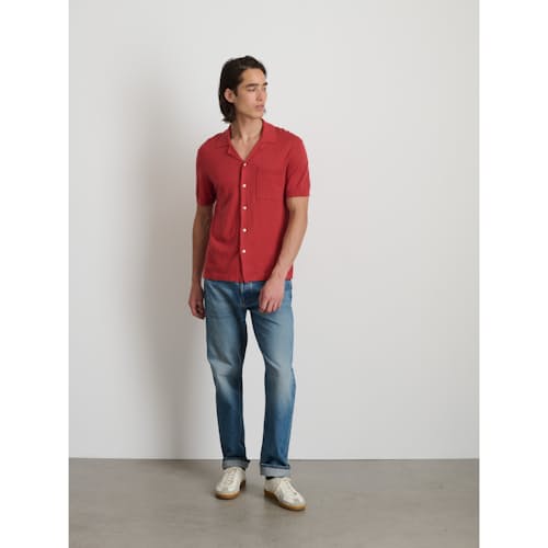 on model image of Short Sleeve Bowling Shirt