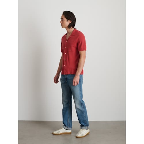 on model image of Short Sleeve Bowling Shirt