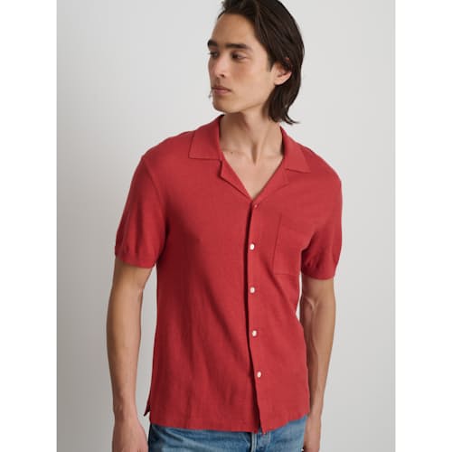 on model image of Short Sleeve Bowling Shirt