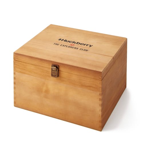 laydown image of Huckberry x The Explorers Club Decanter + Whiskey Glasses