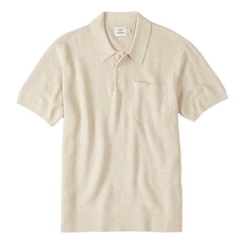 laydown image of Cotton Linen Sweater Polo Shirt