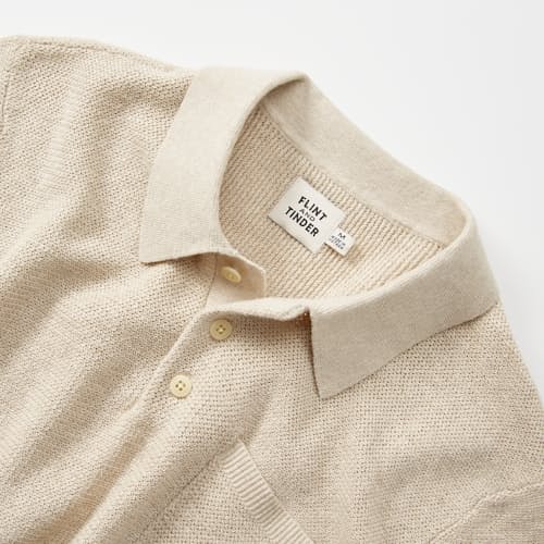 laydown detail image of Cotton Linen Sweater Polo Shirt