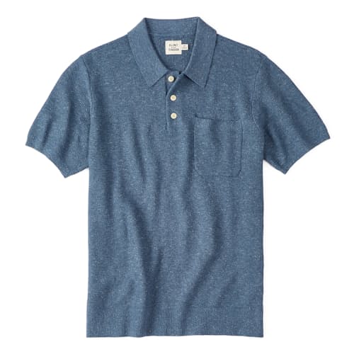 laydown image of Cotton Linen Sweater Polo Shirt