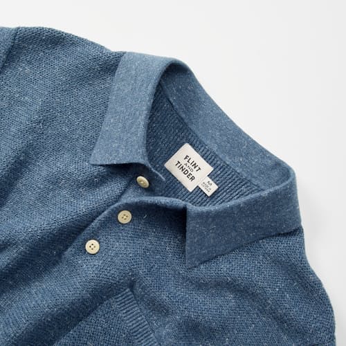laydown detail image of Cotton Linen Sweater Polo Shirt