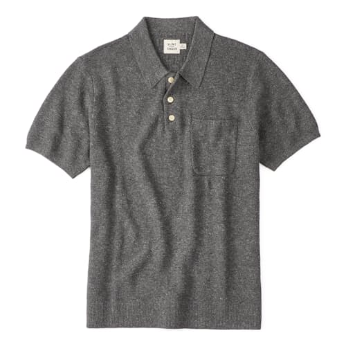 laydown image of Cotton Linen Sweater Polo Shirt