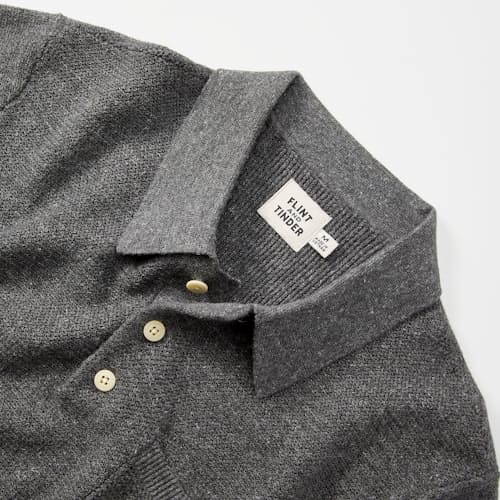 laydown detail image of Cotton Linen Sweater Polo Shirt