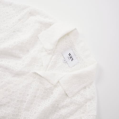 laydown detail image of Open Weave Linen Blend Short Sleeve Shirt