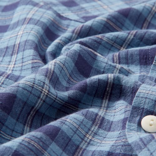 laydown image of Hometeam Plaid Linen Blend Workshirt