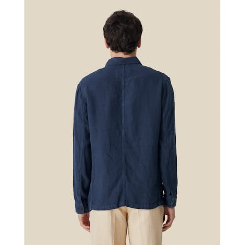 on model image of Labura Linen Chore Coat