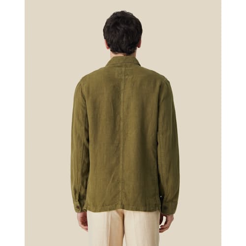 on model image of Labura Linen Chore Coat