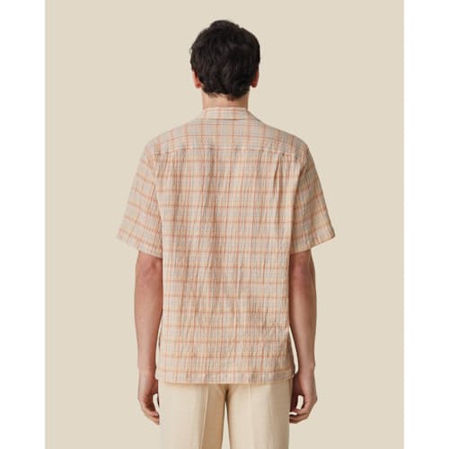 on model image of Plaid Camp Collar Shirt