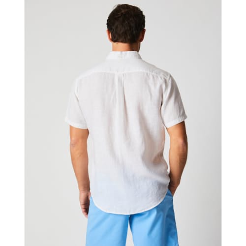 on model image of Tuscumbia Linen Short Sleeve Shirt