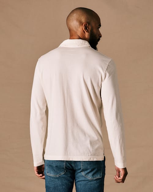 on model image of Pensacola Long Sleeve Polo