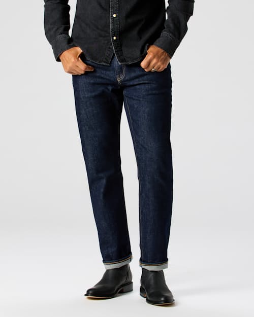 Marland is 6' 2'', 185 lbs, and wearing a size 33x34